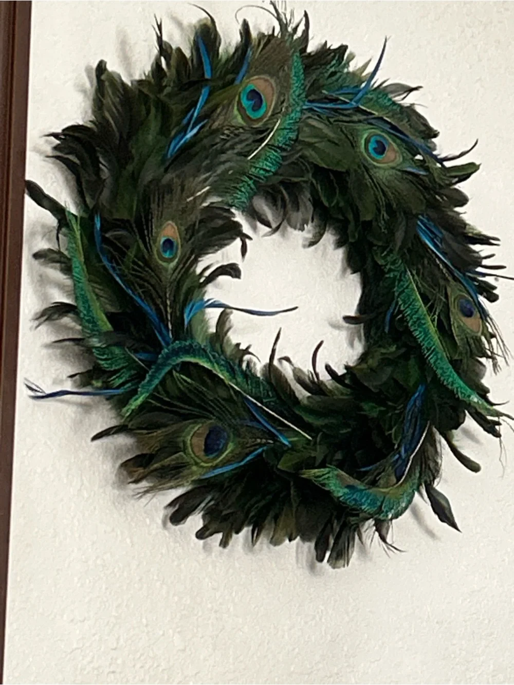 Peacock Feather Decorative Wreath - Green & Blue